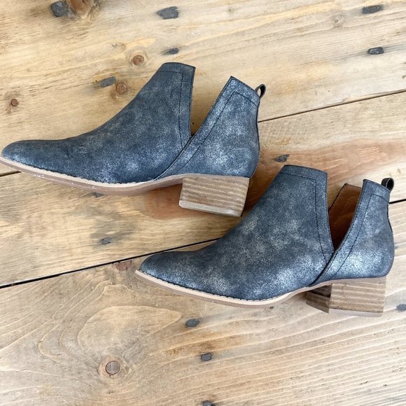 ARider Girl Marbled Finish Side V-Cut Booties‎ Boots Gray 8 - Picture 5 of 11